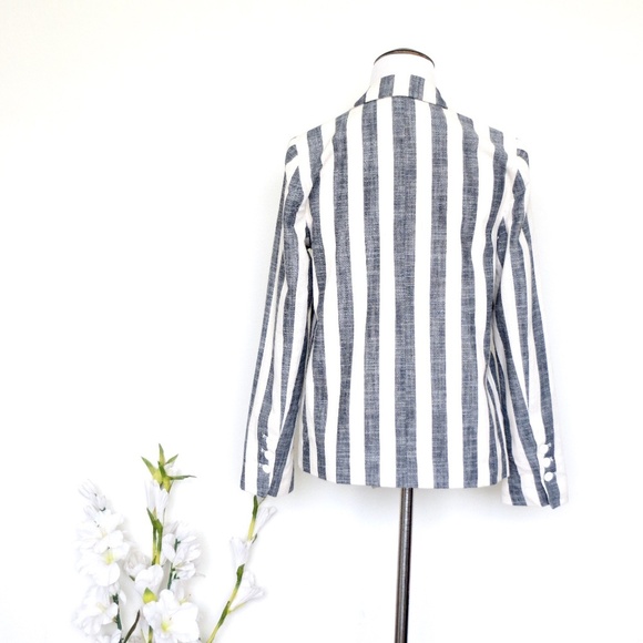 NEW! L'Academie Revolve Striped Blazer Jacket Linen Blend SZ XS - Picture 5 of 9